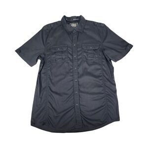 Benjamin Black Mens XL Black‎ Short Sleeve Utility Button Down Shirt MSW513A